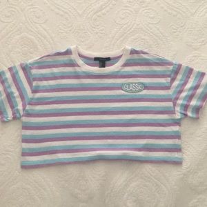 Vintage blue,purple and white crop top